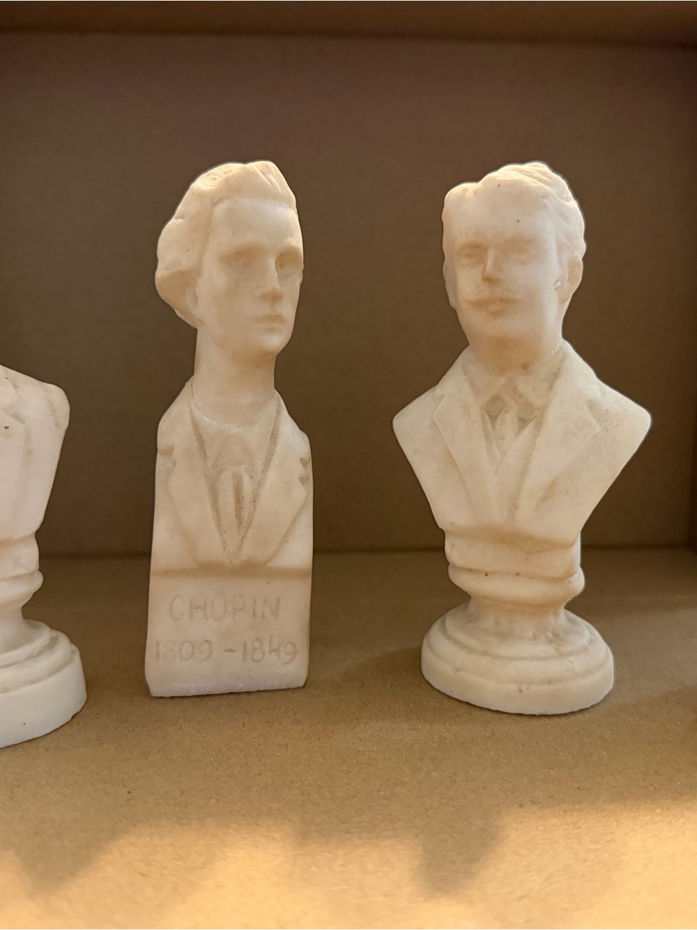 Vintage Cast Alabaster Classical Composer Bust Beethoven Chopin Mendelssohn